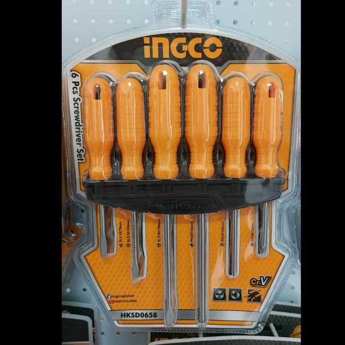 Jual Obeng Set 6 pcs Screwdriver Set Plus Minus INGCO HKSD0658 - Kota ...