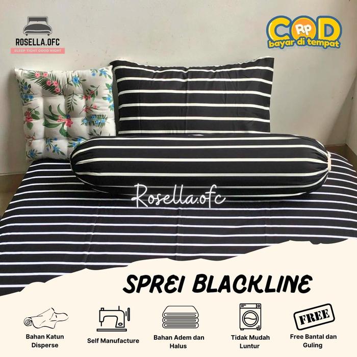 Gambar Sprei Black White Line Garis 120x200 Aesthetic Hitam Seprai 160x200 - Black Line, 90x200x20 dari Rosella ofc undefined Tokopedia