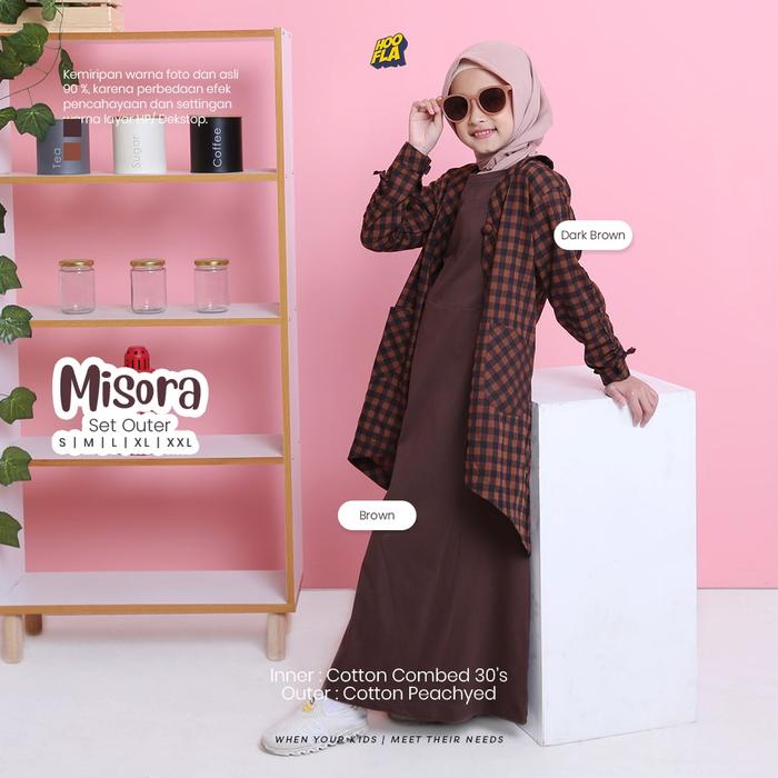 Gambar Set Inner Gamis Lengan Pendek & Outer Lengan Panjang Anak Perempuan - BROWN, XL dari Bunanki Shop undefined Tokopedia