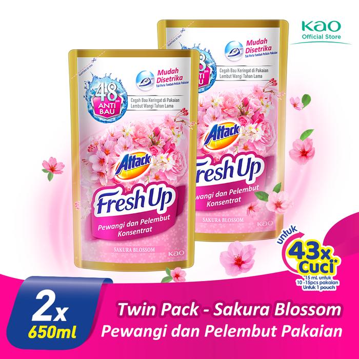 Gambar Attack Fresh Up Sakura Blossom 650ml Twinpack - Softener dari KAO Indonesia undefined Tokopedia