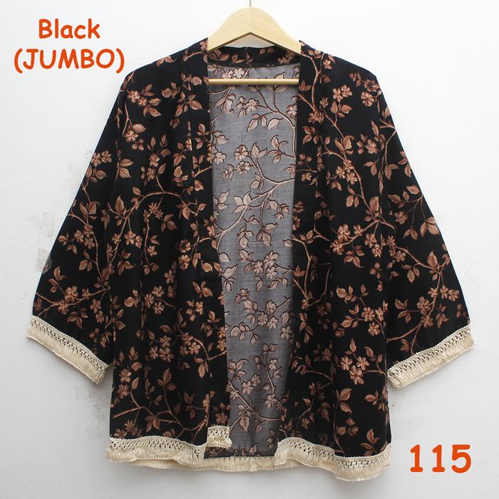 Gambar cardigan outter kimono katun batik motif tribal Etnic bohemian BOHO - black (JUMBO) dari Jumani Fashion Shop(JFS) undefined Tokopedia