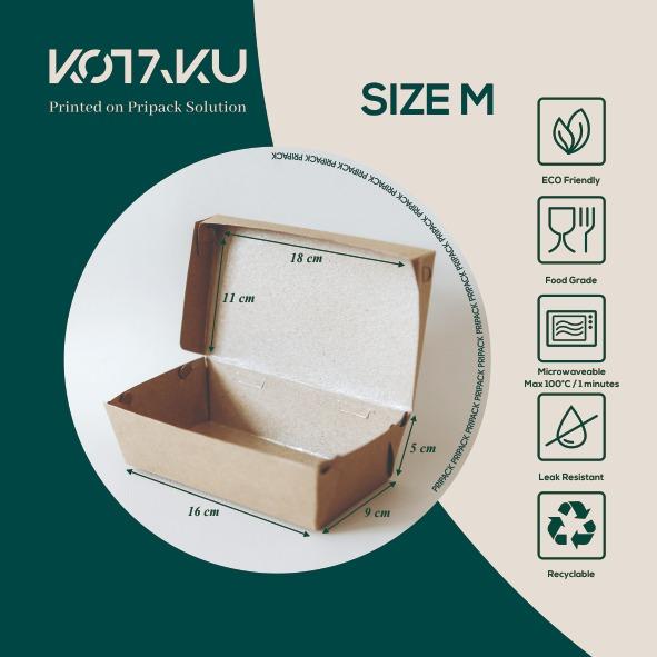Gambar Paper Lunch Box / Kotak Nasi Kertas Kraft Coklat Foodgrade Laminasi - M Kembang dari Pripack Solution undefined Tokopedia