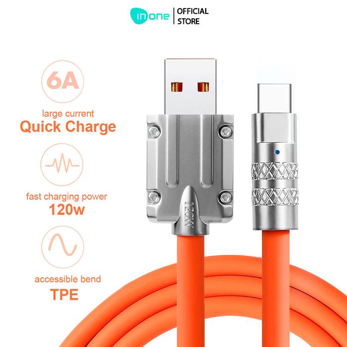 Gambar INONE Kabel Data Type C & 3 in 1 Fast Charging Panjang 1 Meter USB Cable Data Durable Silicon Orange Dengan Adaptor Ponsel Charger - Type C, Orange dari inone.id undefined Tokopedia