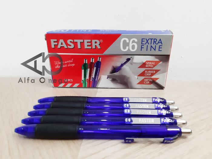 Gambar Pen Pulpen Ballpoint Faster C6 Warna Hitam / Biru - Hitam - Biru dari Alfa Omega ATK undefined Tokopedia