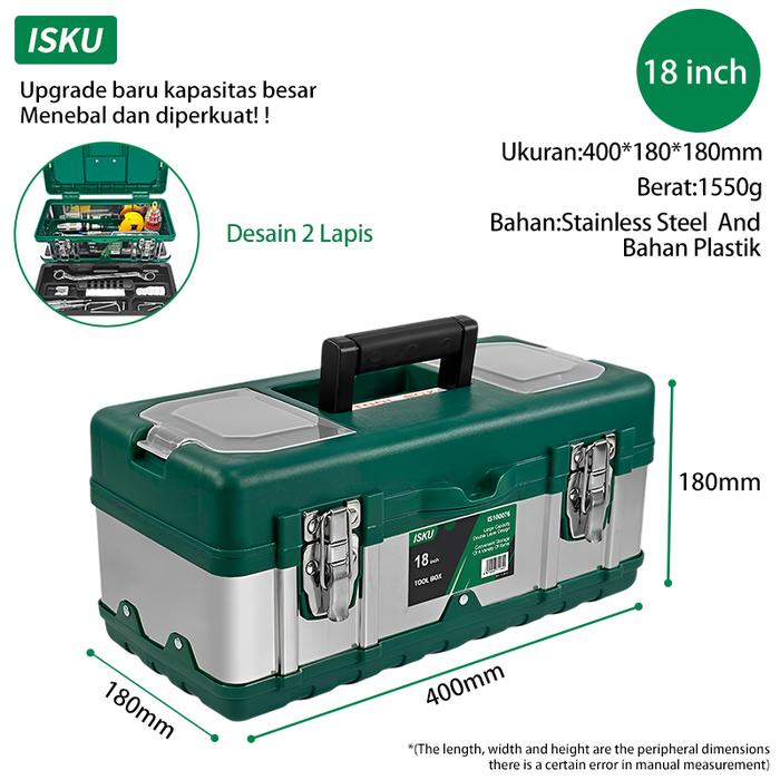 Gambar ISKU Tool Box Besar 17 19 inch BahanTahan lama Toolbox Kotak Peralatan - Besi 18 inch dari Isku tools1 undefined Tokopedia