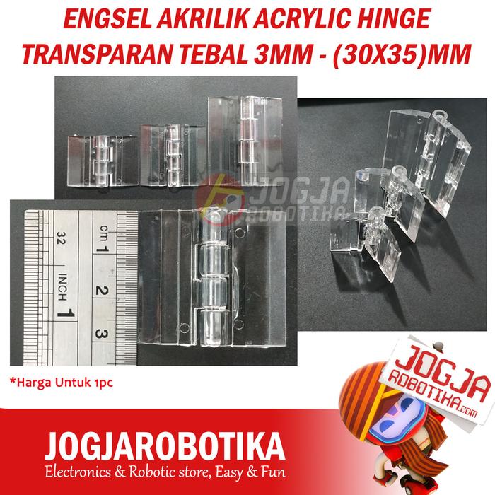 Gambar ENGSEL AKRILIK ACRYLIC HINGE TRANSPARAN TEBAL 3MM - PILIH UKURAN - 30X35MM dari Jogjarobotika undefined Tokopedia
