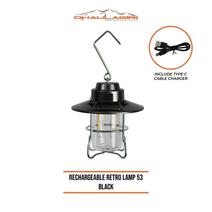 Gambar Lampu Camping Dhaulagiri Rechargeable Retro Lamp 53 - Black dari Kayak Outdoor Kota Bogor Tokopedia