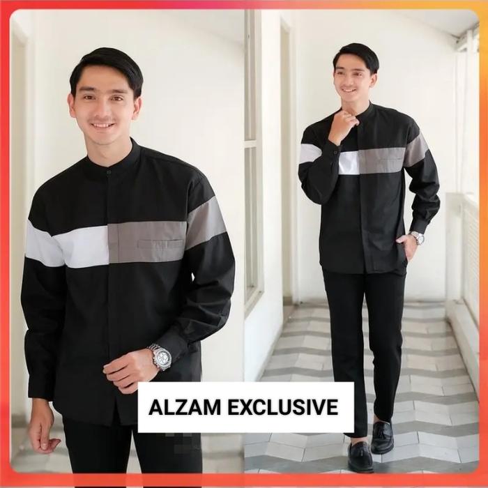 Gambar koko kurta kombinasi batik cap Alzam Exclusive - Hitam, L dari habibi batik-alzam exclusive undefined Tokopedia