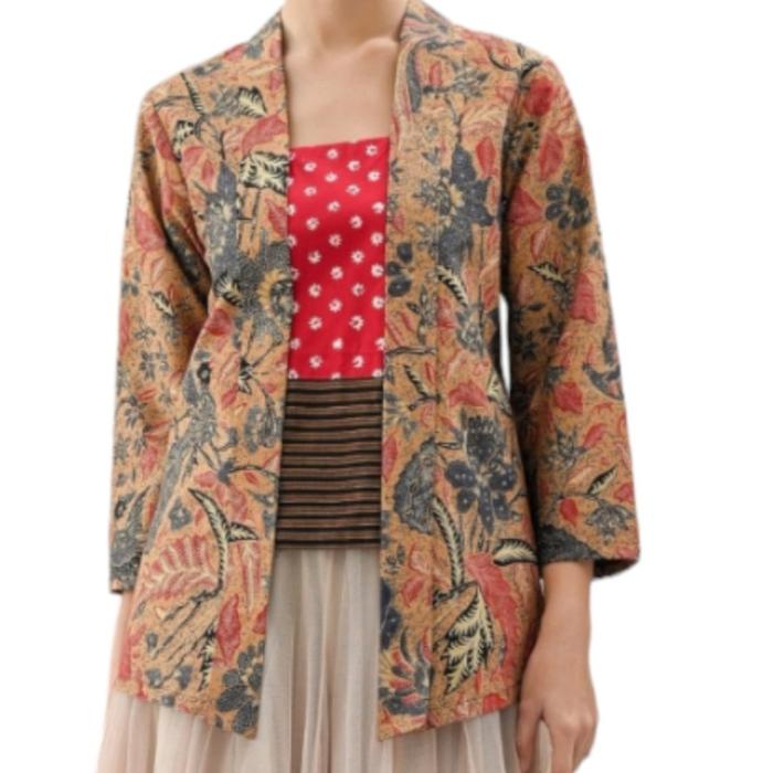 Gambar kebaya kutu baru  batik katun kombinasi lurik  yollan - kode 1, M dari Batik Kalimataya undefined Tokopedia