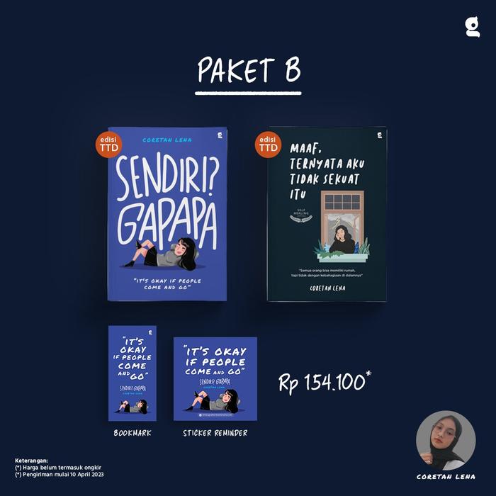 Gambar PRE ORDER - SENDIRI ? GAPAPA l IT'S OKAY IF PEOPLE COME AND GO - LENA - PAKET B dari bumifiksipadang undefined Tokopedia