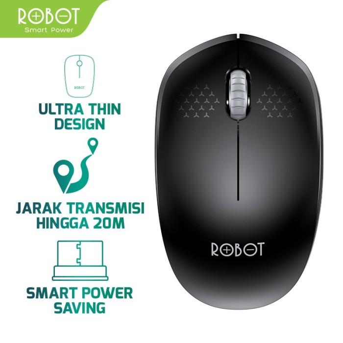 Gambar Mouse Wireless Robot M210 2.4Ghz Optical - Hitam dari Finel Computer undefined Tokopedia