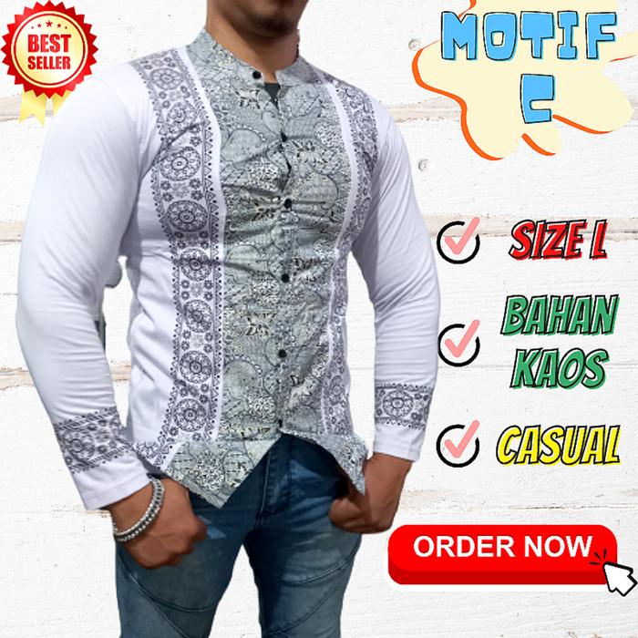 Gambar Baju Koko Taqwa Muslim Pria Lengan Panjang Bahan Kaos Terbaru - Motif C, L dari Frankyfashionbandung undefined Tokopedia