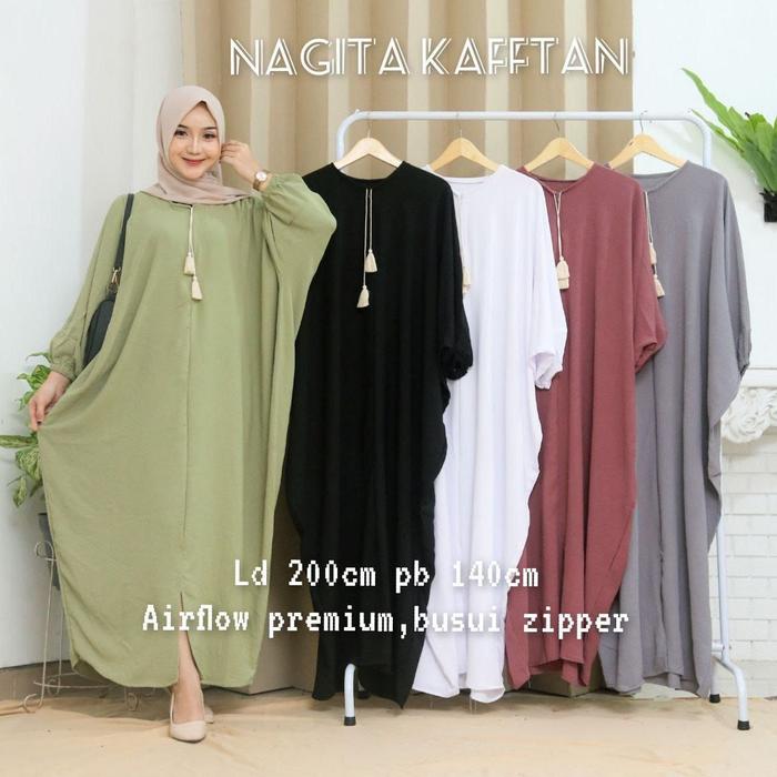 Gambar Nagita Kaftan Jumbo Bahan Crinkle Airflow Adem dan nyaman dipakai - RANDOM dari 182Batik undefined Tokopedia
