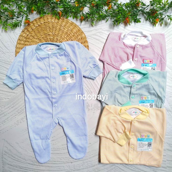 Gambar Sleepsuit Baby Miyo Salur 0-3bl idr 28rb per pc - Tutup kaki, Kuning dari indobayi undefined Tokopedia