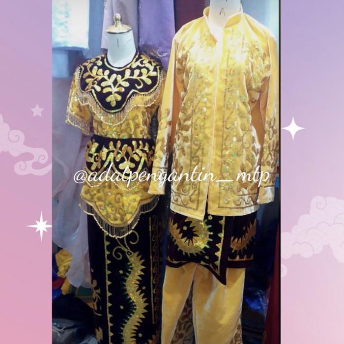 Gambar Baju pengantin adat banjar terlaris "PO" - Kuning hitam, Bonsai + rompi dari Nz_adatpengantin.mtp undefined Tokopedia