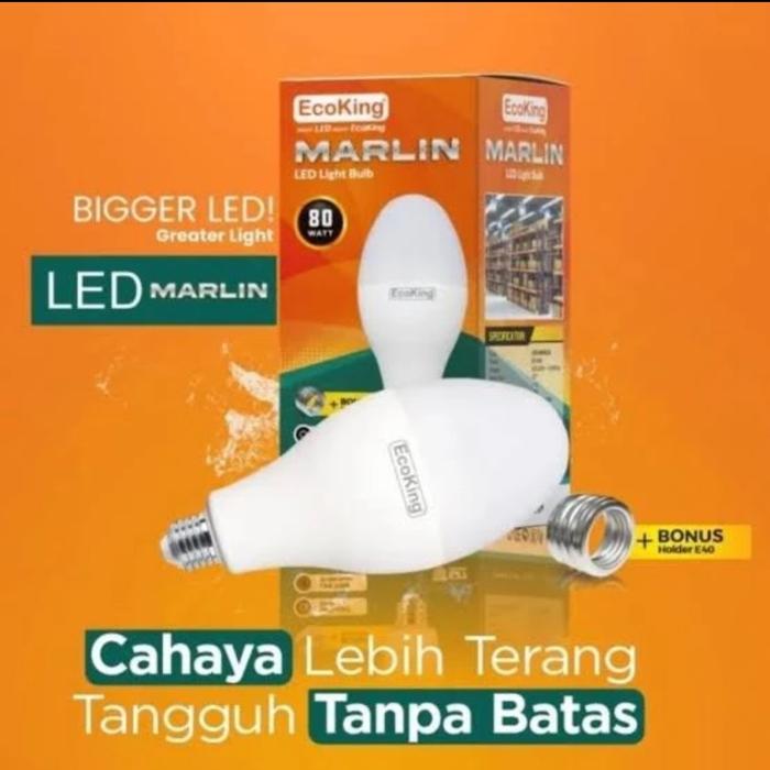 Gambar ECOKING MARLIN MERCURY LAMP LED 80W 80 WATT E27 + ADAPTOR FITTING E40 - Putih, BUBLE WRAP dari JAWARA.LISTRIK undefined Tokopedia