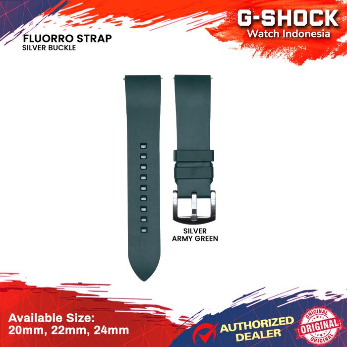 Gambar Strap Tali Jam Tangan Rubber Silicon Premium Fluorine 20mm 22mm 24mm - Army Green, 20mm dari G-Shock Watch Indonesia Kota Bandung Tokopedia