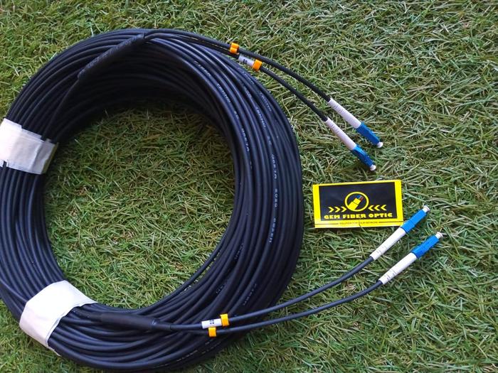 Jual LC - LC 50 Meter 2 Core Singlemode Outdoor Fiber Optic KABEL BULAT ...