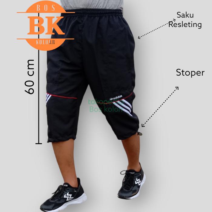 Gambar Celana Training Olahraga Lari Gym Pendek Lutut 3/4 Pria - Hitam dari bos kolorr undefined Tokopedia