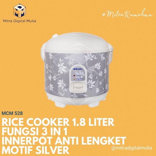 Gambar Miyako MCM 528 Rice Cooker Kapasitas 1.8 Liter Fungsi 3 in 1 include Sendok Nasi - Silver Bunga dari Mitra Digital Mulia undefined Tokopedia