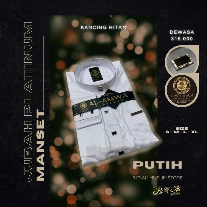 Gambar Jubah Al Amwa Polyester Manset Dewasa Kancing Hitam - Putih, S dari Bi'r Ali Muslim Store undefined Tokopedia