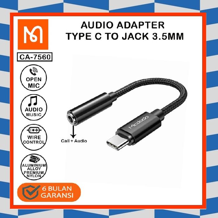 Mcdodo Ca-7560 Converter Type C To Jack 35mm Music Call Volume