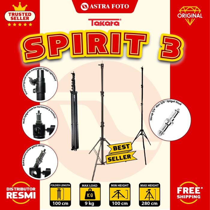 Gambar Light Stand TAKARA Spirit-3 Tripod Studio Air Cushion / LightStand LED dari Astra Foto undefined Tokopedia