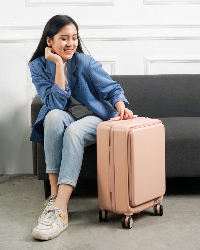 Gambar Koper Roger A001 Koper Laptop Zipper Cabin 20 & 24 Inch Bagasi Luggage - Merah Muda, 24 Inch dari Roger Luggage Official undefined Tokopedia