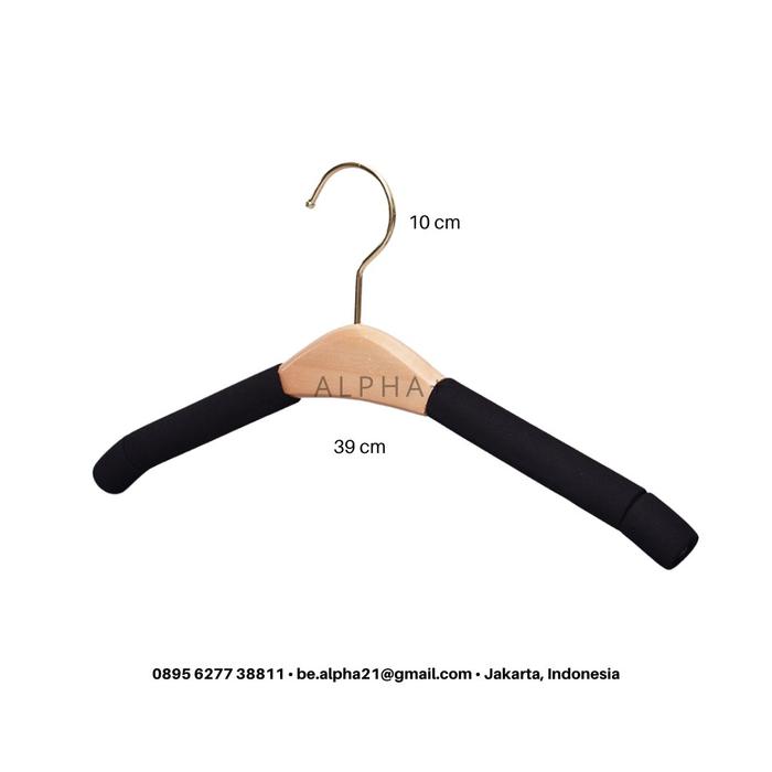 Gambar Hanger Gantungan Baju Kombinasi Kayu Busa Wood Foam Import Triangle - Hitam, 6pcs dari ALPHA Plus STYLE undefined Tokopedia