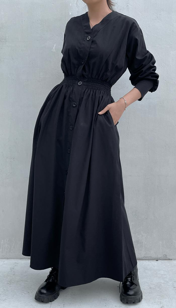 Gambar EVIDAY - ATHA OversizeD MAXI DRESS Baju Casual Panjang Wanita - Black dari Eviday undefined Tokopedia