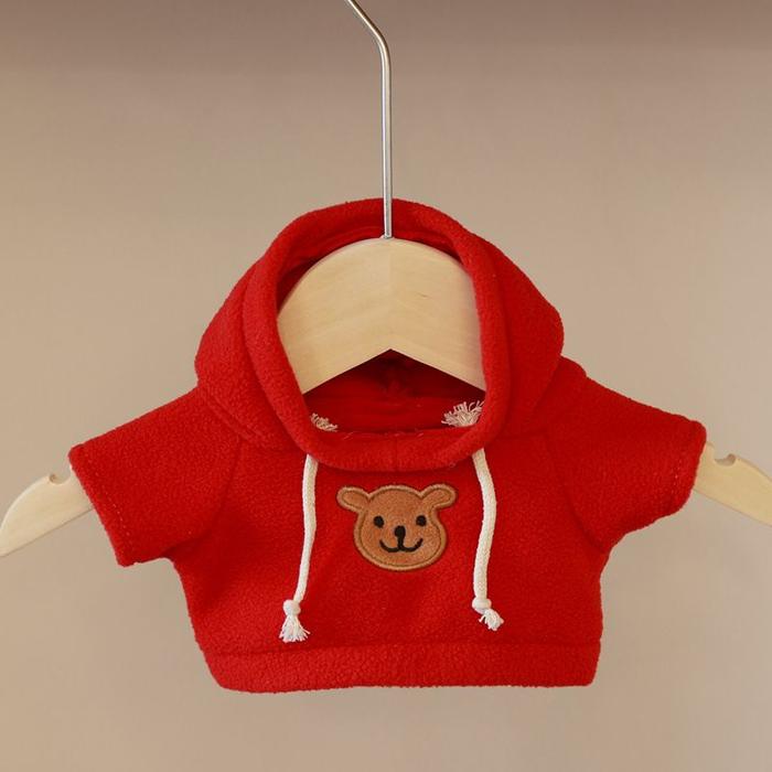 Gambar BAJU SWEATER HOODIE UNTUK BONEKA TEDDY BEAR BERUANG - HOODIE MERAH, BAJU TEDDY 30CM dari Kiesco undefined Tokopedia