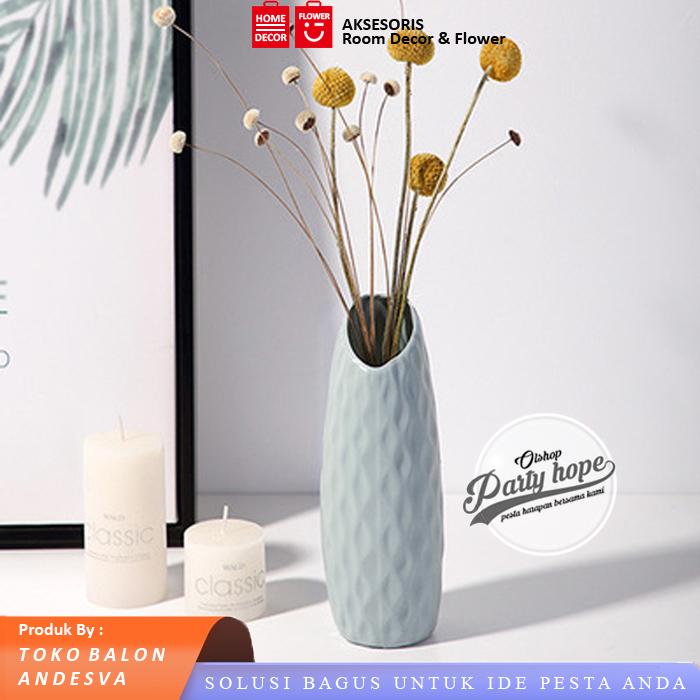 Gambar Vas Bunga Plastik Minimalis / Vas Bunga Nordik / Pot Bunga Vas Elegan - ONYX-Biru dari PARTY HOPE 2 undefined Tokopedia