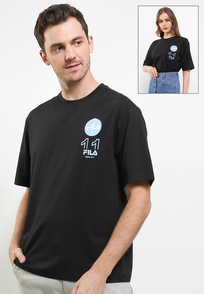 Gambar FILA Tennis Lifestyle T-Shirt Unisex Javer - Black - L dari FILA Official Store undefined Tokopedia