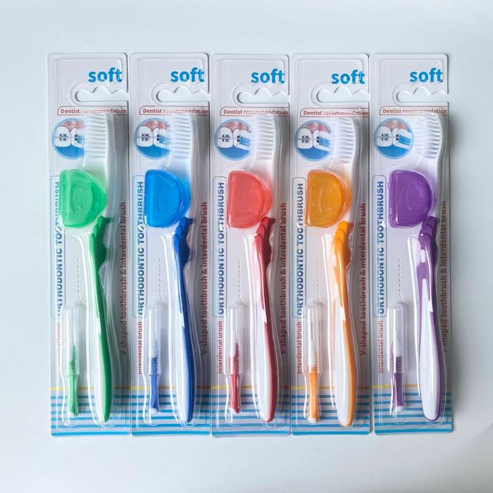 Gambar Sikat Gigi Ortho Behel dengan Tutup Interdental Brush Orthodontic - Merah dari Sentra Jaya Shops undefined Tokopedia