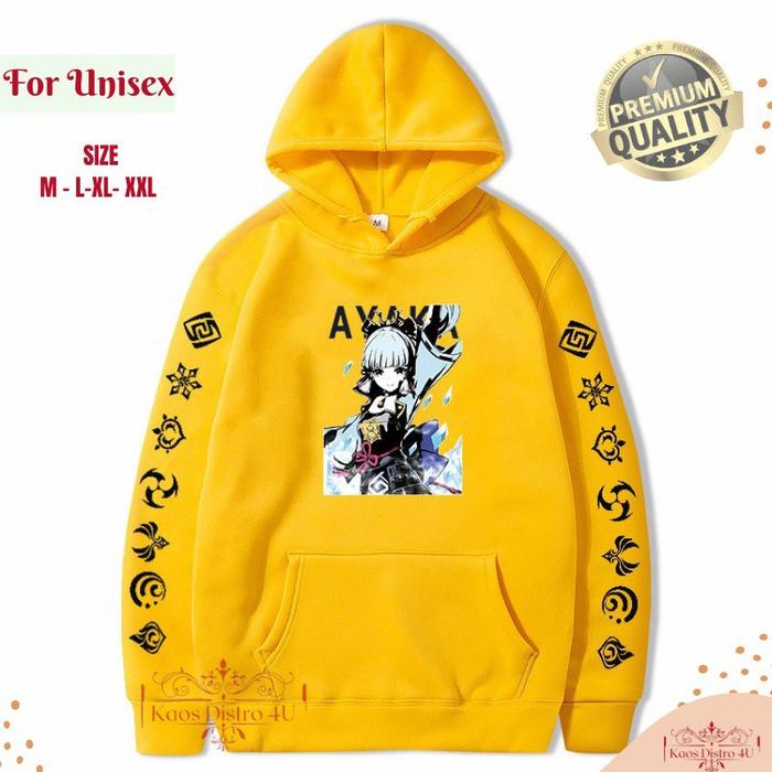Gambar Jaket Hoodie Kamisato Ayaka Anime Genshin impact Manga Wibu - Kuning, M dari KAOS DISTRO 4U undefined Tokopedia
