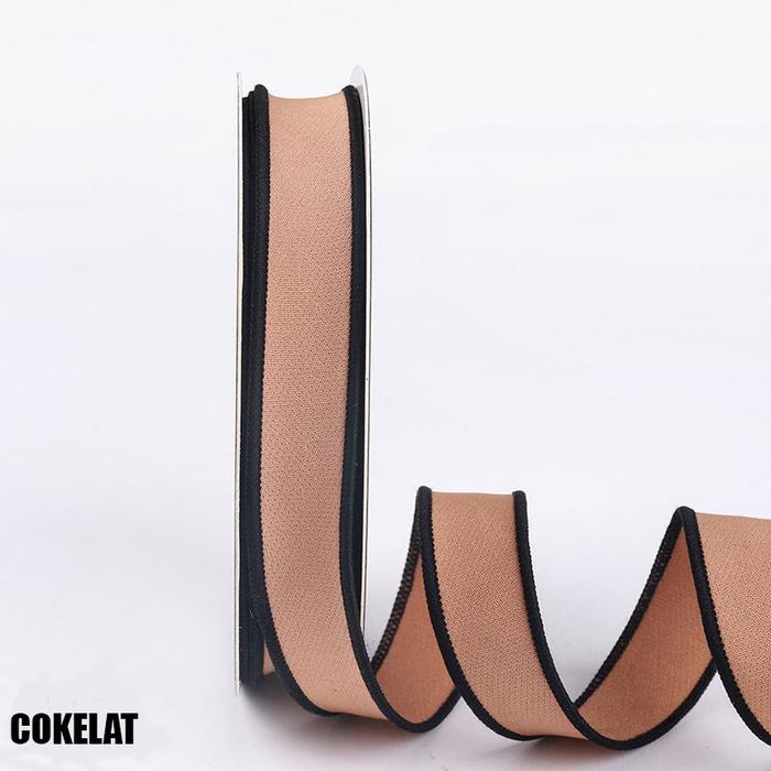 Gambar [ 2 CM ] Pita Bahan Kain Premium Motif Garis / Pita Kado - Cokelat dari FLOPY - Floristsupply undefined Tokopedia