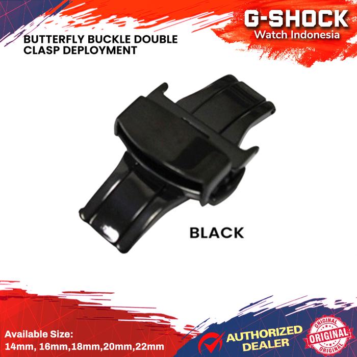 Gambar Buckle Butterfly Strap Tali Jam Tangan 14mm 16mm 18mm 20mm 22mm Ori - Black, 14mm dari G-Shock Watch Indonesia Kota Bandung Tokopedia