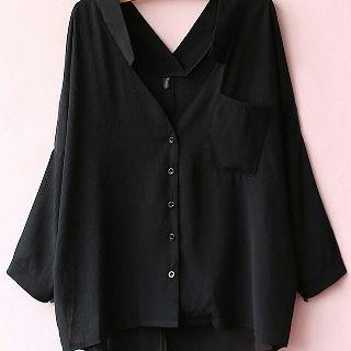 Gambar erika poket Pakaian atasan blouse wanita perempuan korea muslim putih - Hitam dari LIFEI SHOP undefined Tokopedia