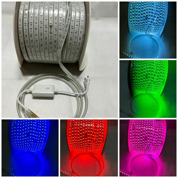 Gambar LAMPU LED STRIP SELANG RGB 5050 4 PIN 220V RGB KOMPLIT FLASER 10METER - 10M 5050 RGB+FL dari Surya indah Led undefined Tokopedia