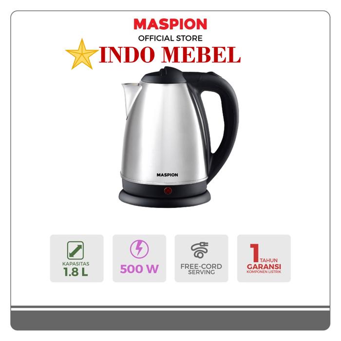 Gambar Maspion MEK 1802 KS Electric Kettle Teko Listrik Stainless Steel 1.8L dari INDO MEBEL MAKASSAR undefined Tokopedia