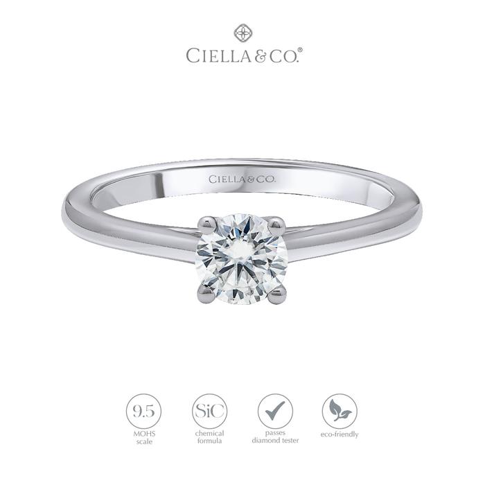Gambar Cincin Solitaire Moissanite - 4 Prong Round Cut Engagement Ring - 5 dari Ciella and co Kab. Tangerang Tokopedia