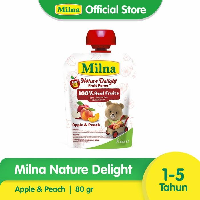 Gambar Milna Nature Delight Fruit Puree 80 gr / Sari buah anak - apple & peach dari Milk Monster Baby Shop undefined Tokopedia