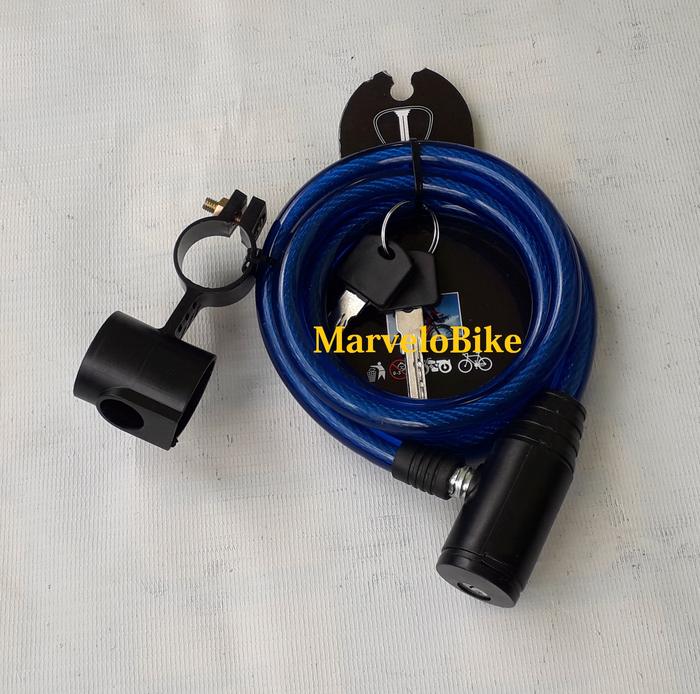 Gambar Kunci Gembok Sepeda Spiral Inter - Biru dari MarveloBike undefined Tokopedia