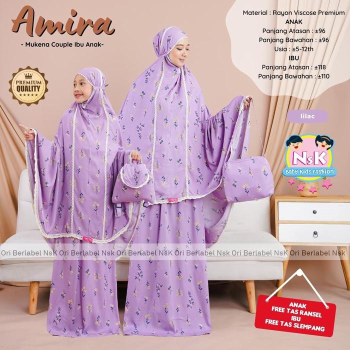 Gambar AMIRA MUKENA COUPLE IBU DAN ANAK BAHAN RAYON VISCOSE Original by NsK - Amira - Lilac, Kids dari LITTLE-MISS undefined Tokopedia