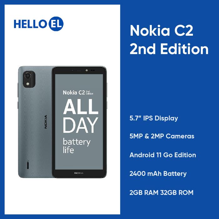 Gambar Nokia C2 2nd Edition Gen 2 2/32GB Android 11 5.7" Android Smartphone - Blue dari Hello El Official undefined Tokopedia