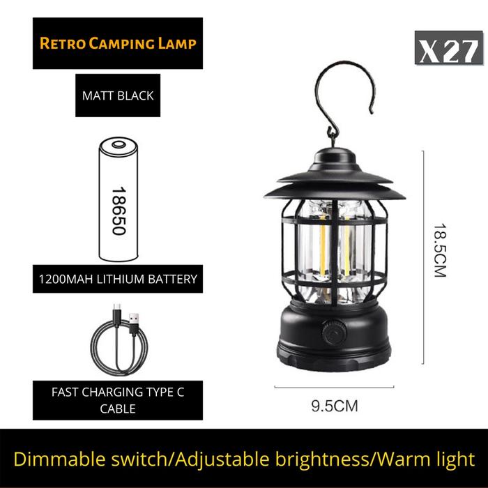 Gambar Lampu Camping Lentera Gantung Retro Model Petromax Rechargeable - Hitam dari LED Smart Home undefined Tokopedia