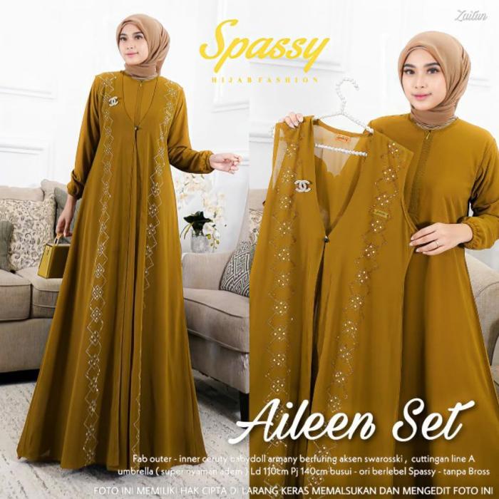 Jual Baju Gamis Wanita Muslim Aileen Set Maxy Inner Outer Rompi Setelan ...