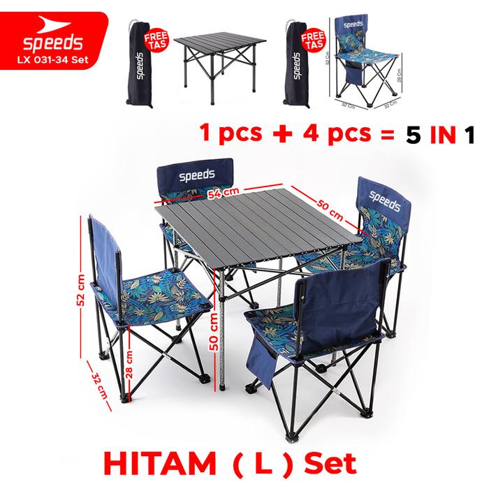 Gambar SPEEDS Set Kursi Lipat Kursi Rekreasi Folding Chair Fold Table Meja Camping Liburan Keluarga Outdoor Portable 031-35 - -34Hitam+4K L dari Speedshome undefined Tokopedia