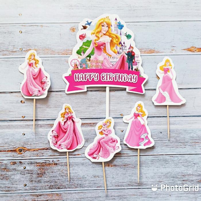 Gambar hiasan kue ulang tahun cake topper motif Aurora Princess dari jogobonito undefined Tokopedia