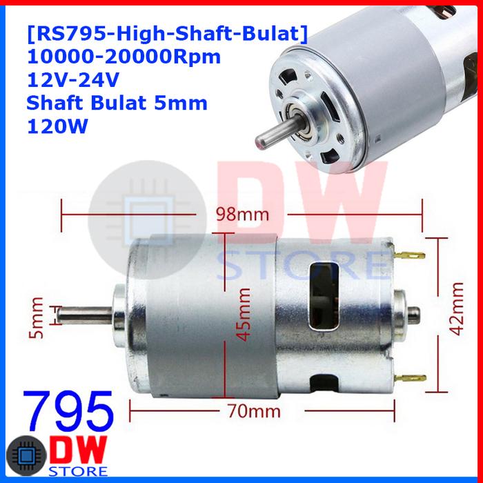 Gambar Dinamo DC Motor 795 12V 10000 Rpm High Speed High Torque 100W - HIGH-BULAT dari DW-Store Online undefined Tokopedia